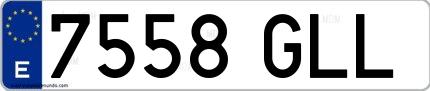 Ejemplo de matrícula española 7558 GLL