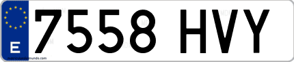 Ejemplo de matrícula de coche ordinaria 7558 HVY