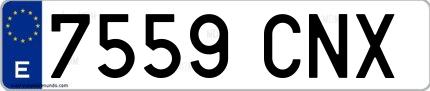 Ejemplo de matrícula española 7559 CNX