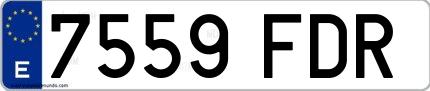 Ejemplo de matrícula española 7559 FDR