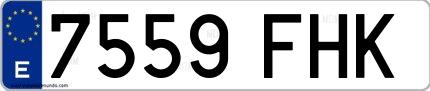 Ejemplo de matrícula española 7559 FHK