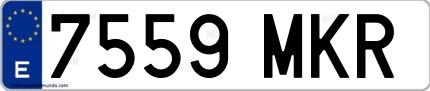 Ejemplo de matrícula española 7559 MKR
