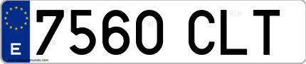 Ejemplo de matrícula de coche ordinaria 7560 CLT
