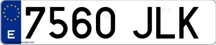 Ejemplo de matrícula española 7560 JLK
