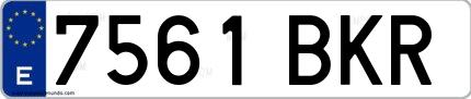 Ejemplo de matrícula española 7561 BKR
