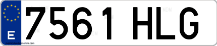 Ejemplo de matrícula de coche ordinaria 7561 HLG