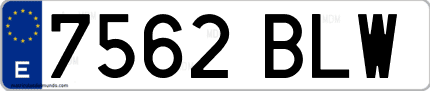 Ejemplo de matrícula de coche ordinaria 7562 BLW