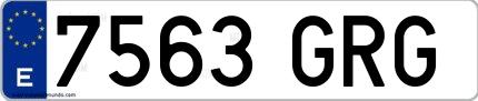 Ejemplo de matrícula española 7563 GRG