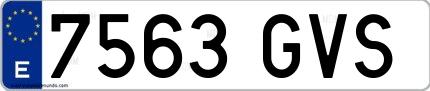 Ejemplo de matrícula española 7563 GVS