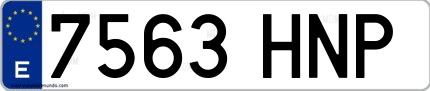 Ejemplo de matrícula española 7563 HNP