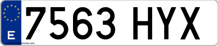 Ejemplo de matrícula de coche ordinaria 7563 HYX