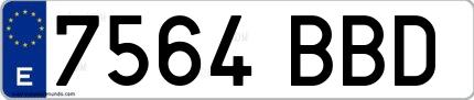 Ejemplo de matrícula española 7564 BBD