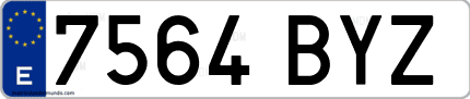 Ejemplo de matrícula de coche ordinaria 7564 BYZ