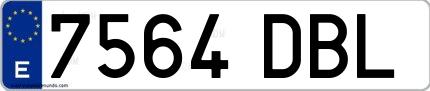 Ejemplo de matrícula española 7564 DBL