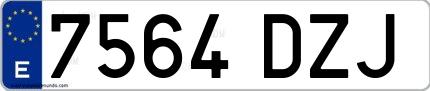Ejemplo de matrícula española 7564 DZJ