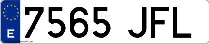 Ejemplo de matrícula española 7565 JFL