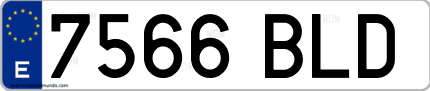 Ejemplo de matrícula de coche ordinaria 7566 BLD