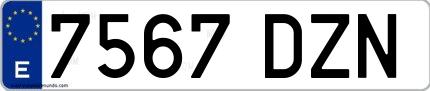 Ejemplo de matrícula española 7567 DZN