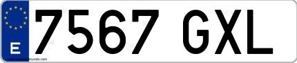 Ejemplo de matrícula española 7567 GXL