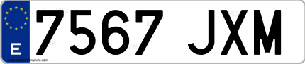 Ejemplo de matrícula de coche ordinaria 7567 JXM
