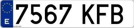 Ejemplo de matrícula española 7567 KFB