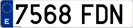 Ejemplo de matrícula de coche ordinaria 7568 FDN