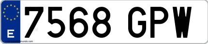 Ejemplo de matrícula española 7568 GPW
