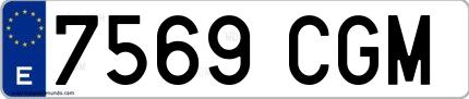 Ejemplo de matrícula española 7569 CGM