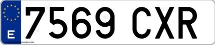 Ejemplo de matrícula española 7569 CXR