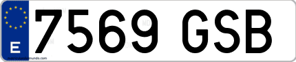 Ejemplo de matrícula de coche ordinaria 7569 GSB