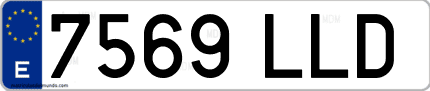 Ejemplo de matrícula de coche ordinaria 7569 LLD
