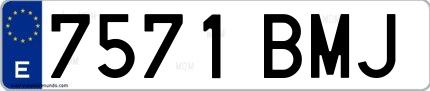 Ejemplo de matrícula española 7571 BMJ