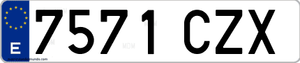 Ejemplo de matrícula de coche ordinaria 7571 CZX