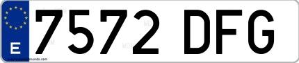 Ejemplo de matrícula española 7572 DFG