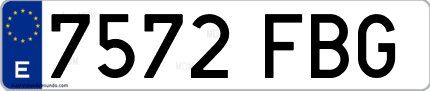 Ejemplo de matrícula de coche ordinaria 7572 FBG