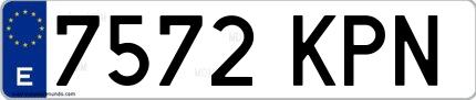 Ejemplo de matrícula española 7572 KPN