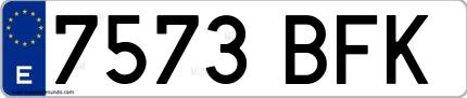 Ejemplo de matrícula española 7573 BFK