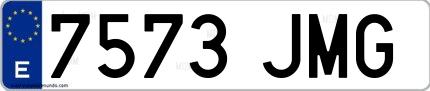 Ejemplo de matrícula española 7573 JMG