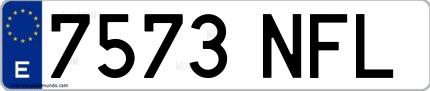 Ejemplo de matrícula española 7573 NFL