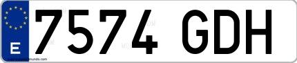 Ejemplo de matrícula española 7574 GDH