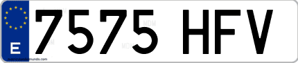 Ejemplo de matrícula de coche ordinaria 7575 HFV