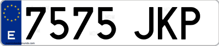 Ejemplo de matrícula de coche ordinaria 7575 JKP