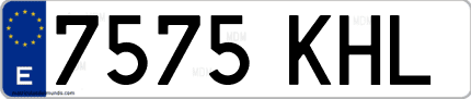 Ejemplo de matrícula de coche ordinaria 7575 KHL