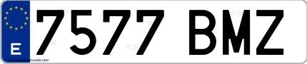 Ejemplo de matrícula española 7577 BMZ