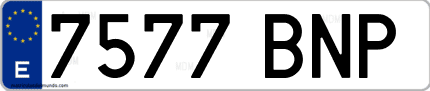 Ejemplo de matrícula de coche ordinaria 7577 BNP