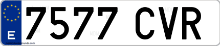 Ejemplo de matrícula de coche ordinaria 7577 CVR