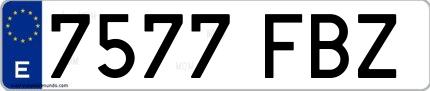 Ejemplo de matrícula española 7577 FBZ