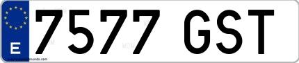 Ejemplo de matrícula española 7577 GST