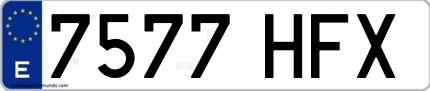 Ejemplo de matrícula española 7577 HFX