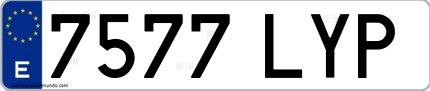 Ejemplo de matrícula española 7577 LYP